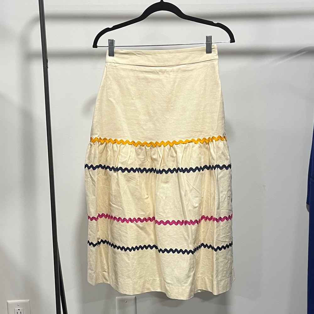 Elegant Cream A-Line Skirt with Vibrant Accents